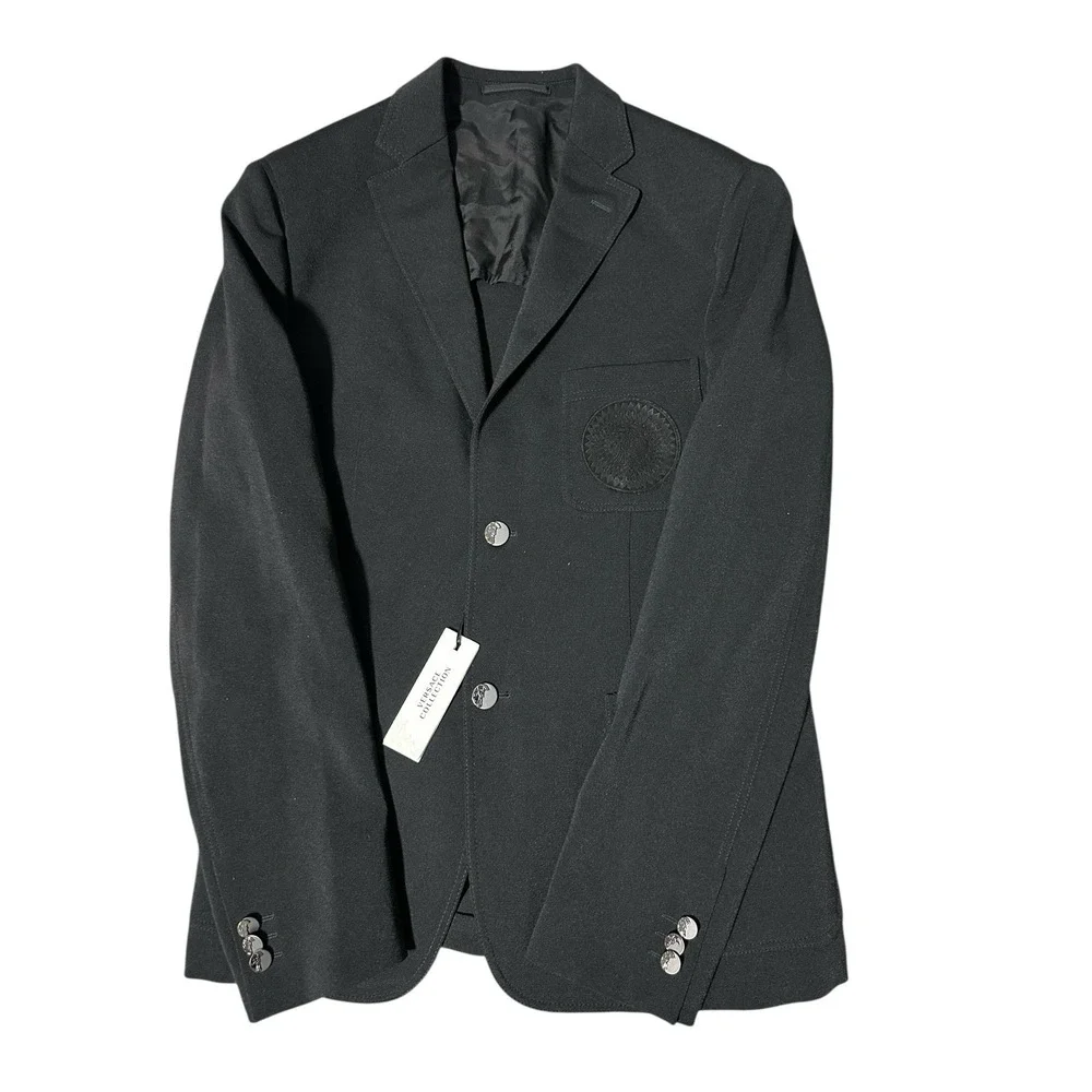 Versace Collection Men's Black Blazer Medusa Patch EU‎ 48 US 38 New